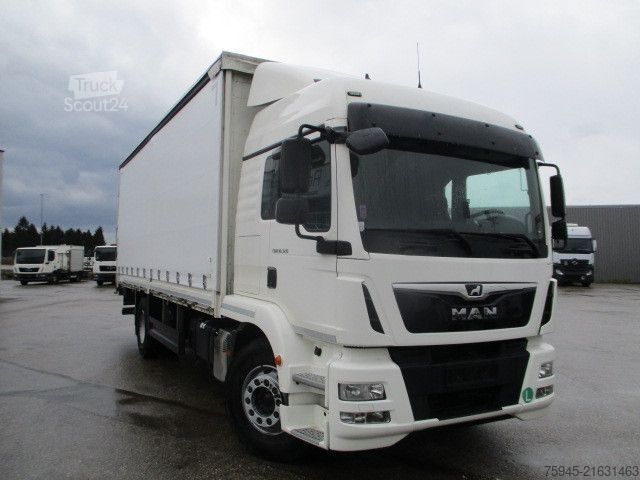 Samochód ciężarowy z plandeką typu platforma MAN TGM 18.320, LBW, Luft-Luft, TÜV 04/2026