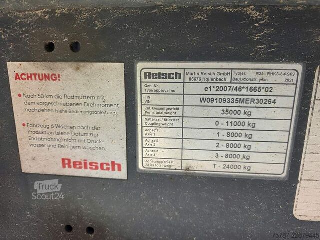 Billenős félpótkocsi REISCH 49 cbm Getreidekipper GNP, Lift, SAF Scheibe