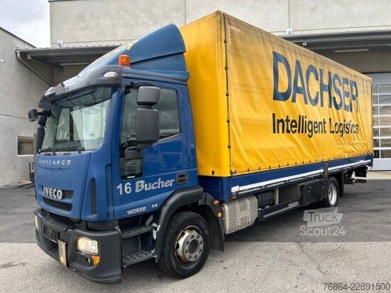 Platós teherautó ponyvával IVECO EUROCARGO 120E22 PLANE, SCHALTER LBW