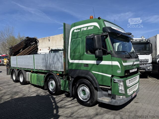 Platforminis sunkvežimis Volvo FM500 8X4 Kran Hiab 408 Jib bis 30 Meter