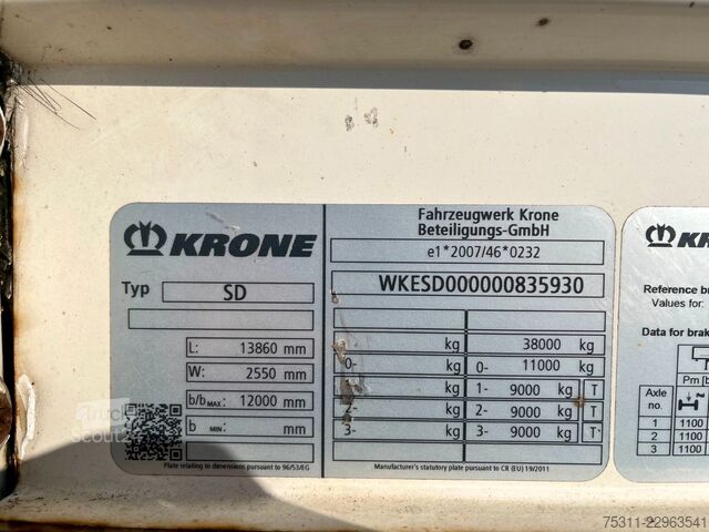 Naczepa otwarta z plandeką KRONE SD Tautliner | 2x Lift*Schiebegardine*Edscha