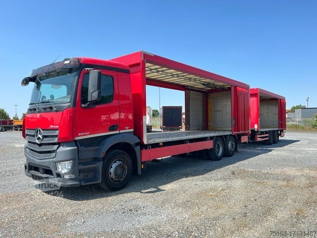 Вантажівка з платформою і тентом MERCEDES-BENZ Antos 2540 L 6x2 Pritsche LBW Coca Cola Getränke
