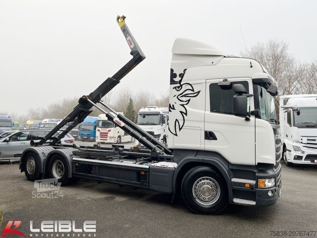 Camião porta-contentores de gancho SCANIA R 450LB*6x2*Hyva*Lift/Lenk*2Tank*Standklima*ADR*