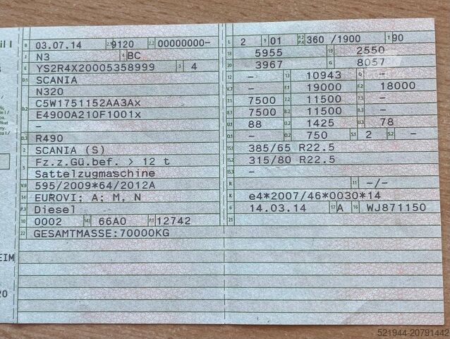 Standarta vilcējs SCANIA Scania R 490 Topline Retarder Standklima