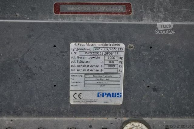 Remorque  EAG Paus Big easy Bauaufzug/Schrägaufzug *21m*