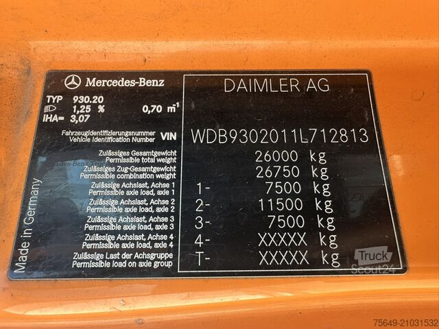 Vuilniswagen Mercedes-Benz Actros 2532 L 6x2 Actros 2532/41 L 6x2, EEV, Lenkachse, Haller X2C M21, Zöller-Schüttung