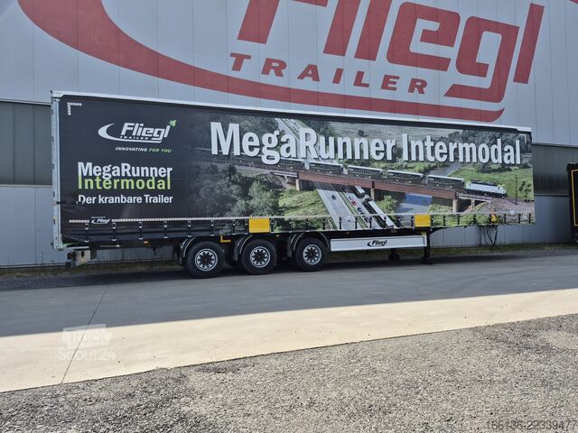 ανοιχτό ημιρυμουλκούμενο με μουσαμά FLIEGL 3-Achs Mega Gardine Bahnverladbar