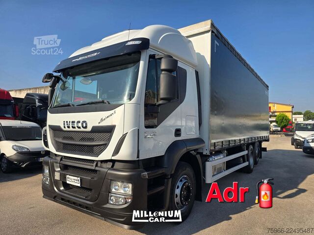 Platós teherautó ponyvával IVECO STRALIS 260S36 CENTINATO M 8,30 EURO 6