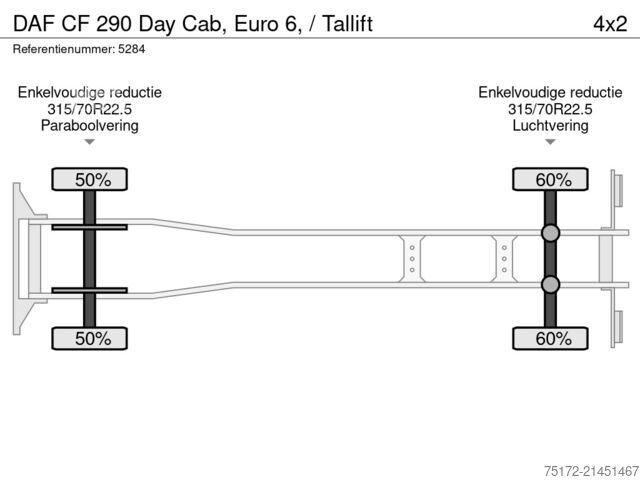 Чемодан DAF CF 290 Day Cab, Euro 6, / Tallift