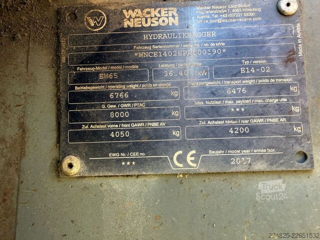 Pelle sur pneus WACKER NEUSON EW65 MOBILBAGGER*2017*