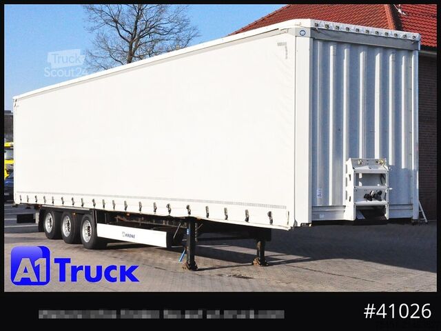 Open semitrailer with tarp KRONE SD, Mega, Staplerhalterung, Liftachse, Code XL