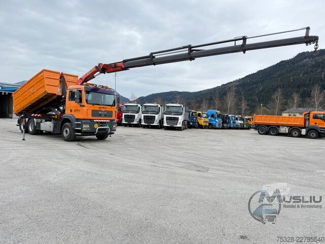 Kamion s kipom s pomičnim kontejnerom MAN TGA 28.410 6X2 Abrollkipper Kran PK 16502 18m