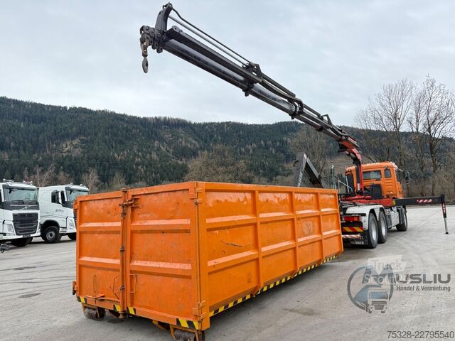 Kamion s kipom s pomičnim kontejnerom MAN TGA 28.410 6X2 Abrollkipper Kran PK 16502 18m
