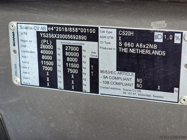 Standaard-SZM Scania 660S V8 NGS Highline 6x2 - Retarder - Full air ...