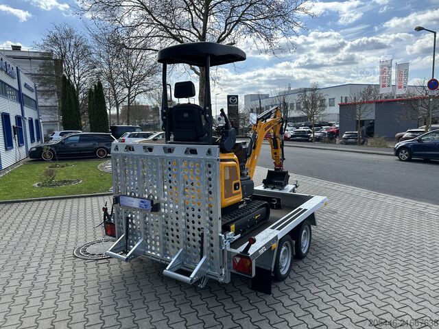 Mini excavator with low-loader + accessory package Berger Kraus BK1350JSR mit Kubota Motor + Schwenkarm