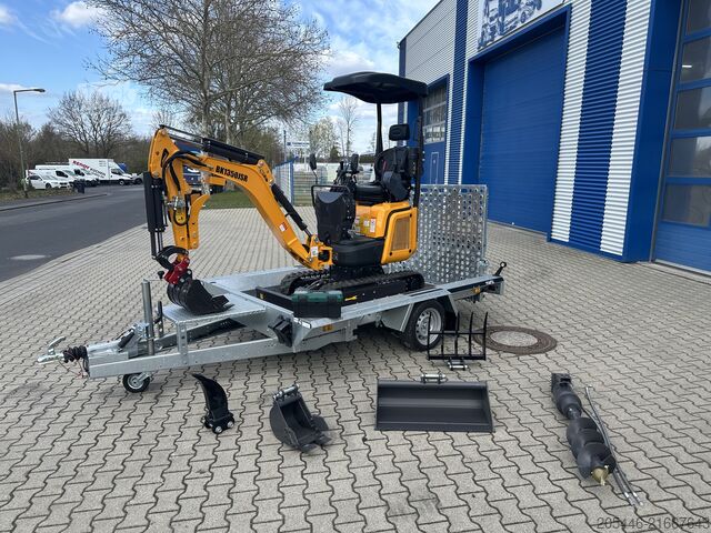 Mini excavator with low-loader + accessory package Berger Kraus BK1350JSR mit Kubota Motor + Schwenkarm