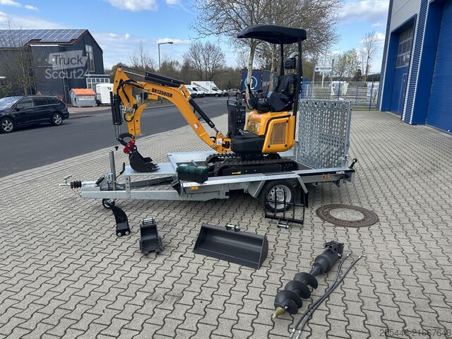 Mini excavator with low-loader + accessory package Berger Kraus BK1350JSR mit Kubota Motor + Schwenkarm