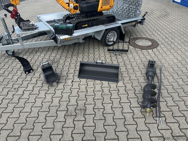 Mini excavator with low-loader + accessory package Berger Kraus BK1350JSR mit Kubota Motor + Schwenkarm