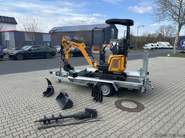 Mini excavator with low-loader + accessory package Berger Kraus BK1350JSR mit Kubota Motor + Schwenkarm