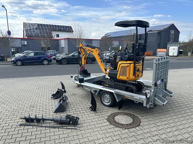 Mini excavator with low-loader + accessory package Berger Kraus BK1350JSR mit Kubota Motor + Schwenkarm