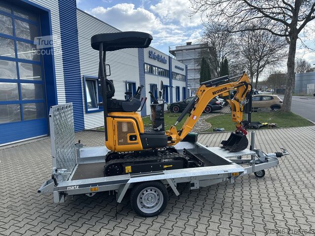 Mini excavator with low-loader + accessory package Berger Kraus BK1350JSR mit Kubota Motor + Schwenkarm