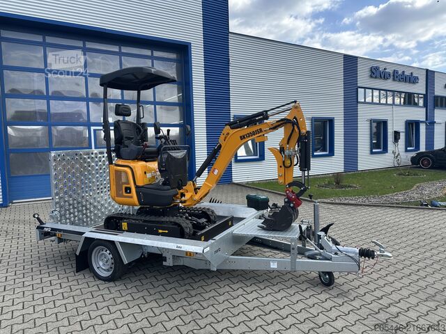 Mini excavator with low-loader + accessory package Berger Kraus BK1350JSR mit Kubota Motor + Schwenkarm