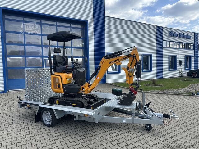 Mini excavator with low-loader + accessory package Berger Kraus BK1350JSR mit Kubota Motor + Schwenkarm