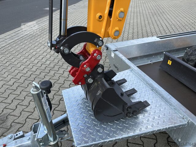 Mini excavator with low-loader + accessory package Berger Kraus BK1350JSR mit Kubota Motor + Schwenkarm