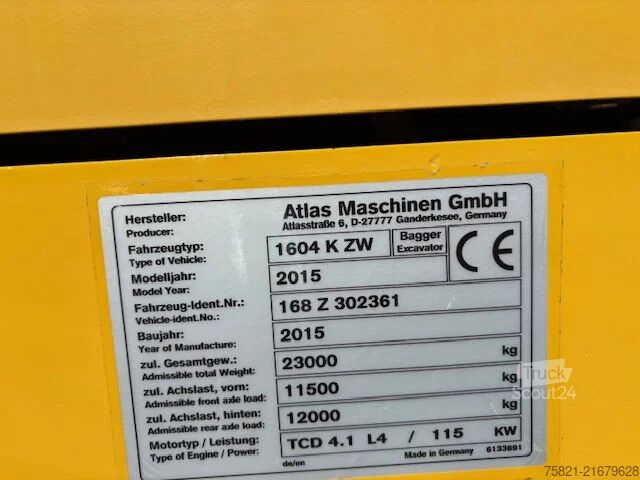 Machine de construction de routes Atlas 1604 K ZW