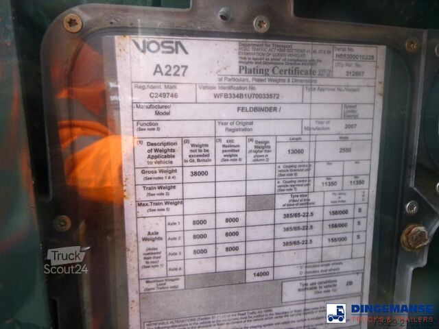 Depósito Feldbinder Powder tank alu 60 m3 (tipping)