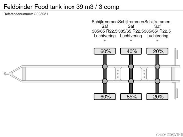 Tanque Feldbinder Food tank inox 39 m3 / 3 comp