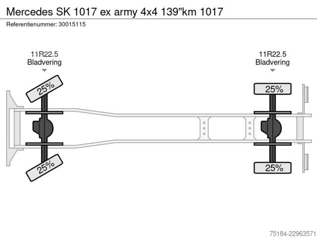 Kipper Mercedes-Benz SK 1017 ex army 4x4 139"km 1017