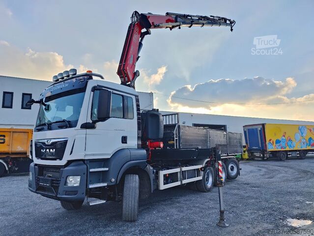 Camião basculante com grua MAN Tridem 8x4 Euro6 Kipper Kraan Fassi F365