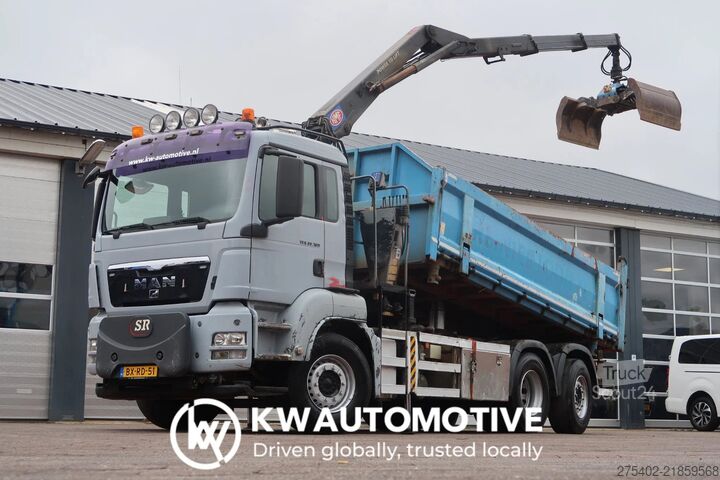 Camion-benne avec grue MAN TGS 26.320 6X2/ HMF 1643 Z CRANE/