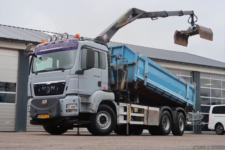 Camion-benne avec grue MAN TGS 26.320 6X2/ HMF 1643 Z CRANE/