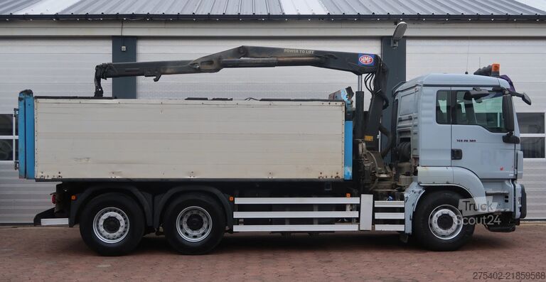 Camion-benne avec grue MAN TGS 26.320 6X2/ HMF 1643 Z CRANE/