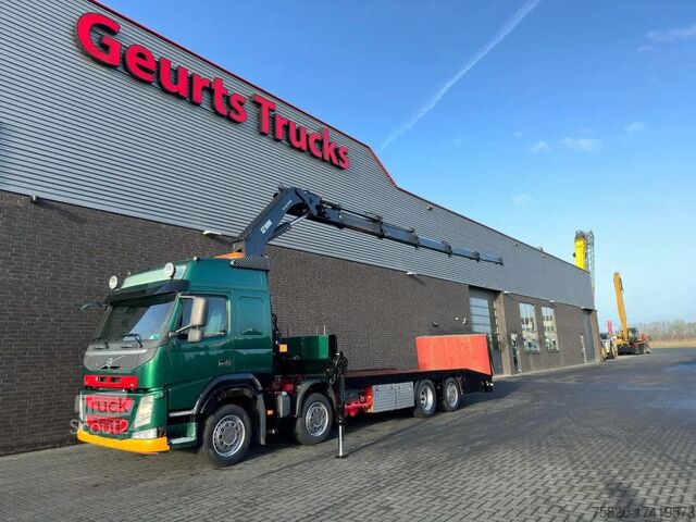 Camion-grue Volvo FM 500 8X2 OPRIJWAGEN/MACHINE TRANSPORTER + HIA...