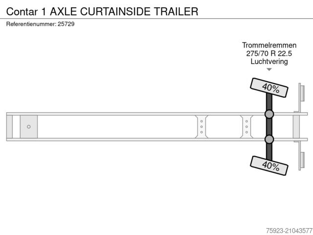 Schuifzeilen Contar 1 AXLE CURTAINSIDE TRAILER