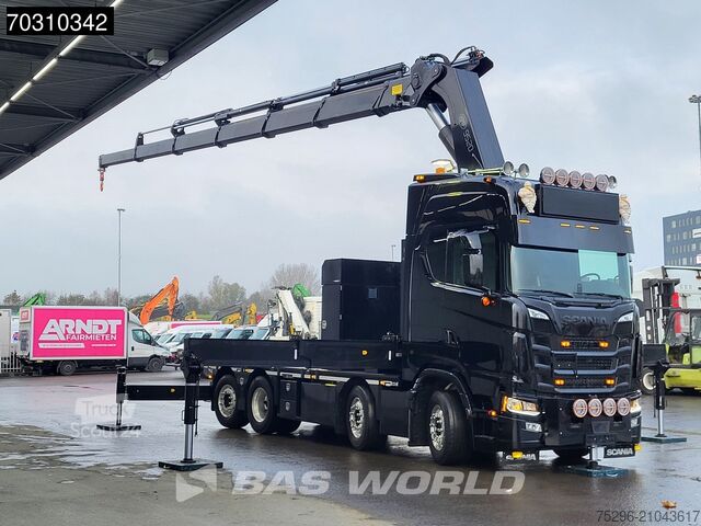 Plateau de chargement Scania S660 8X2 HMF 9520OK-RCS Crane Kran Fifth wheel ...