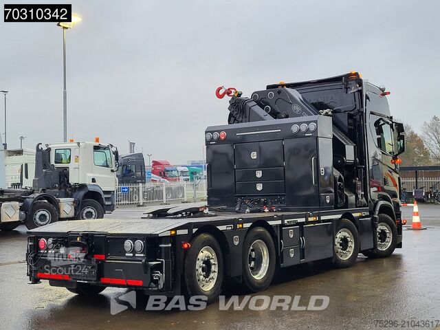 Plateau de chargement Scania S660 8X2 HMF 9520OK-RCS Crane Kran Fifth wheel ...