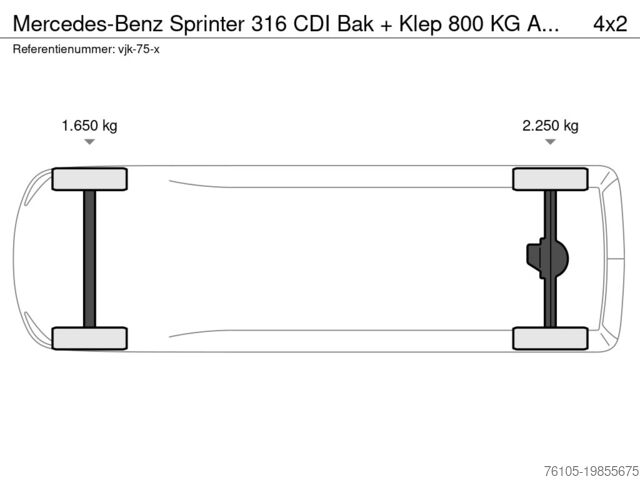 Resväska Mercedes-Benz Sprinter 316 CDI  Bak + Klep 800 KG Automaat