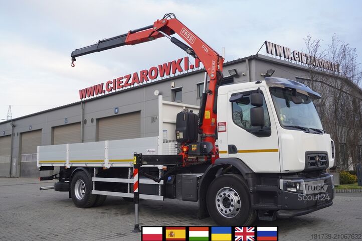 Flatbed with crane Renault C320 P4x2 E6 / Fassi 5.6 t / Range 8 m /