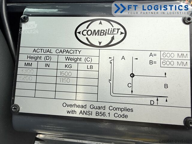 Chariot élévateur pour allées étroites Combilift AISLE MASTER 15E TRIPLEX 5250 FREE-LIFT