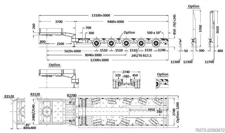 Semiremorcă cu platformă joasă Faymonville 5-A-Tele-Semi-Halbachsen-Twinaxle-Rampen