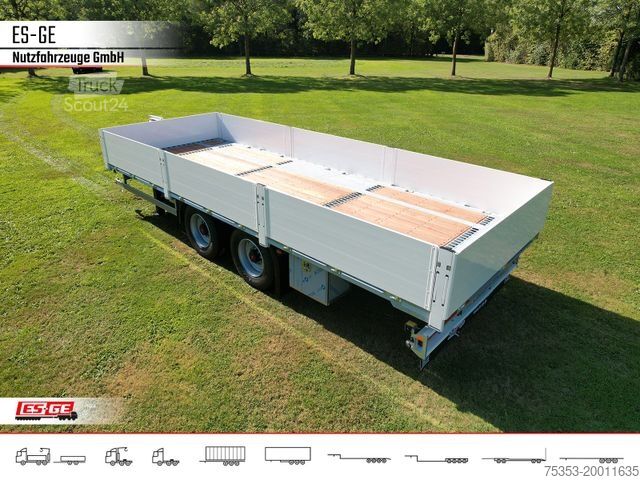 Remorque avec plate-forme de travail ES-GE Tandem-Anhänger Bordwände, CV, Rungen
