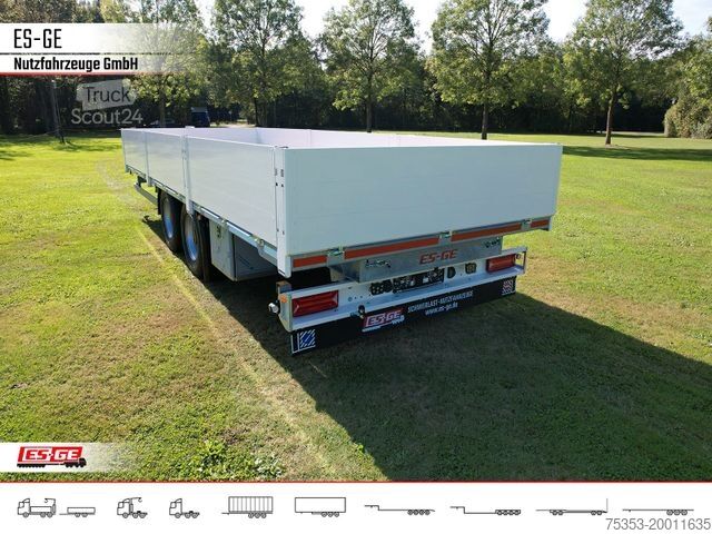 Remorque avec plate-forme de travail ES-GE Tandem-Anhänger Bordwände, CV, Rungen