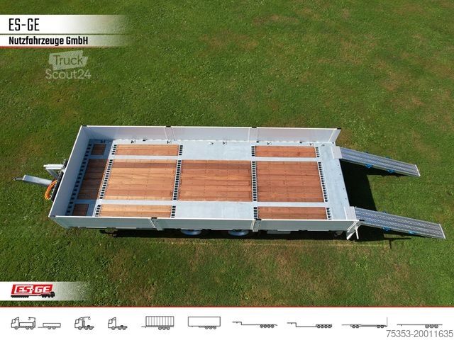 Remorque avec plate-forme de travail ES-GE Tandem-Anhänger Bordwände, CV, Rungen