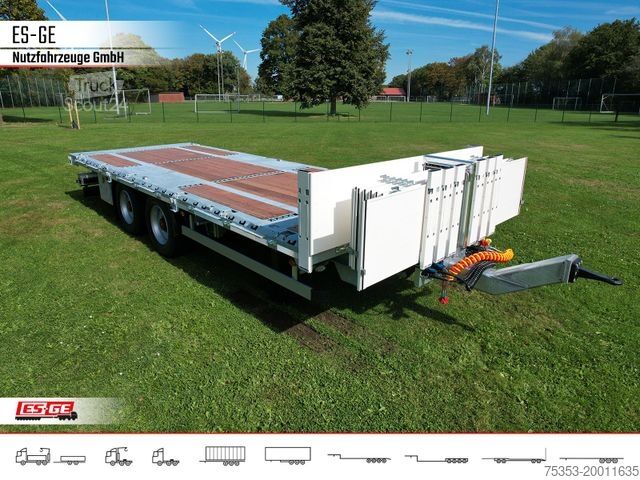 Remorque avec plate-forme de travail ES-GE Tandem-Anhänger Bordwände, CV, Rungen
