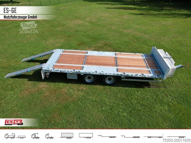 Remorque avec plate-forme de travail ES-GE Tandem-Anhänger Bordwände, CV, Rungen