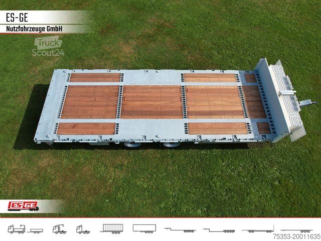 Remorque avec plate-forme de travail ES-GE Tandem-Anhänger Bordwände, CV, Rungen
